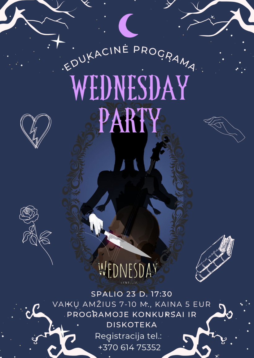 Kviečiame spalio 23 d. į WEDNESDAY PARTY edukaciją! Vietų skaičius yra ribotas.
